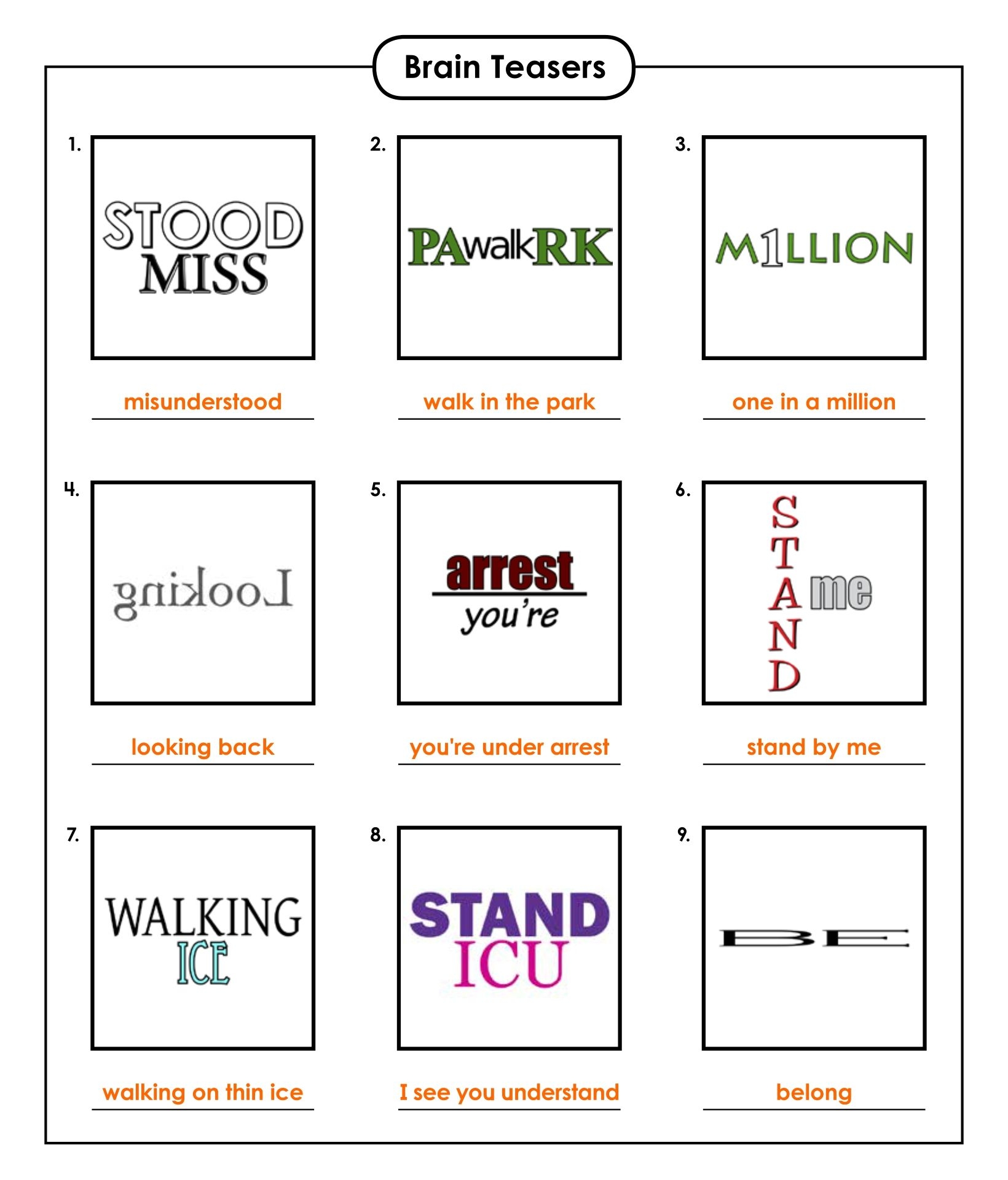 Printable Rebus Puzzles For Adults