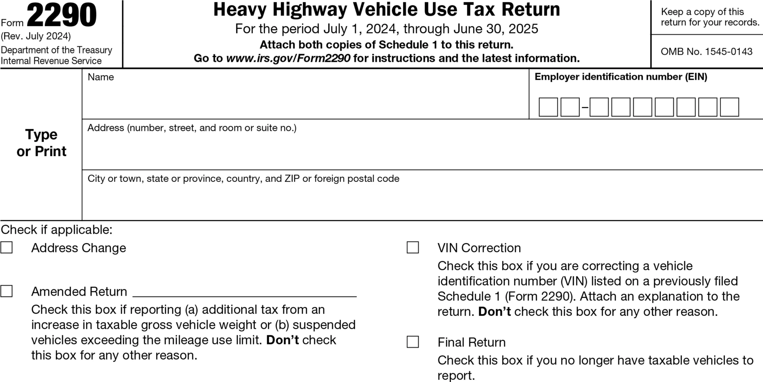 Irs Form 2290 Instructions 2026