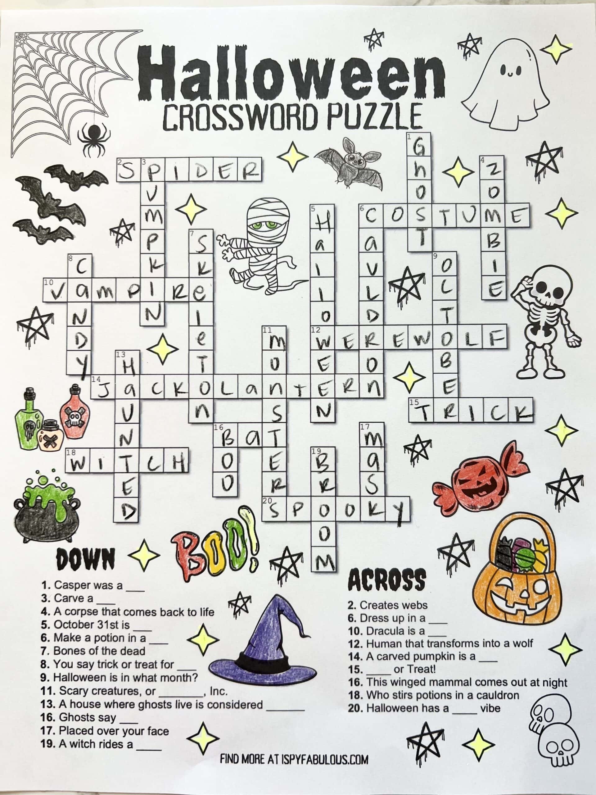 Free Printable Halloween Crossword Puzzles