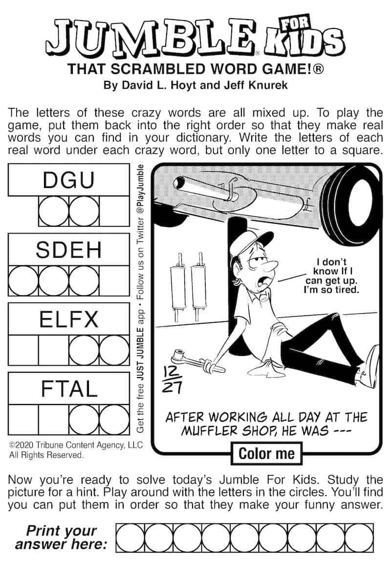 Printable Jumble Puzzles With Answers