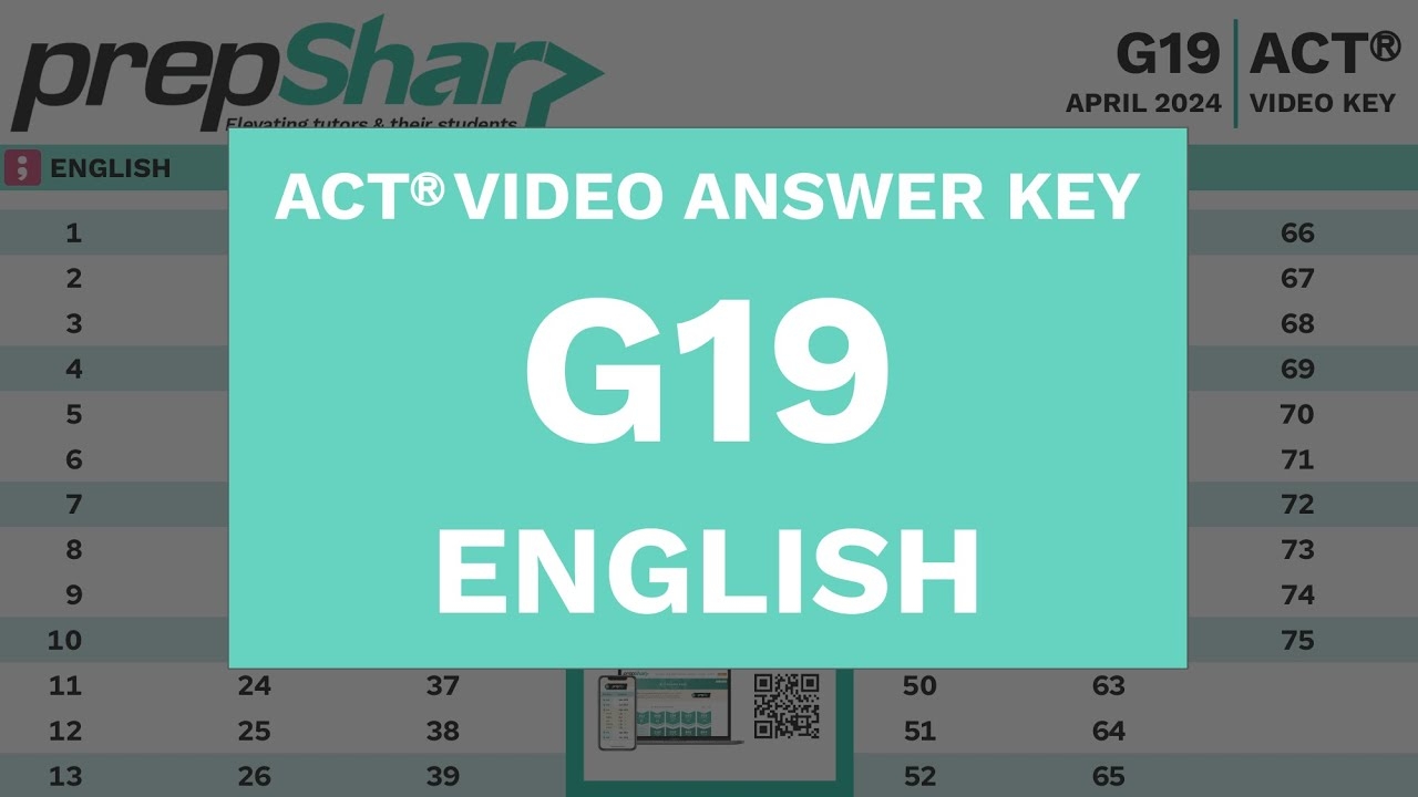 ACT G19 Answer Key amp Score Chart