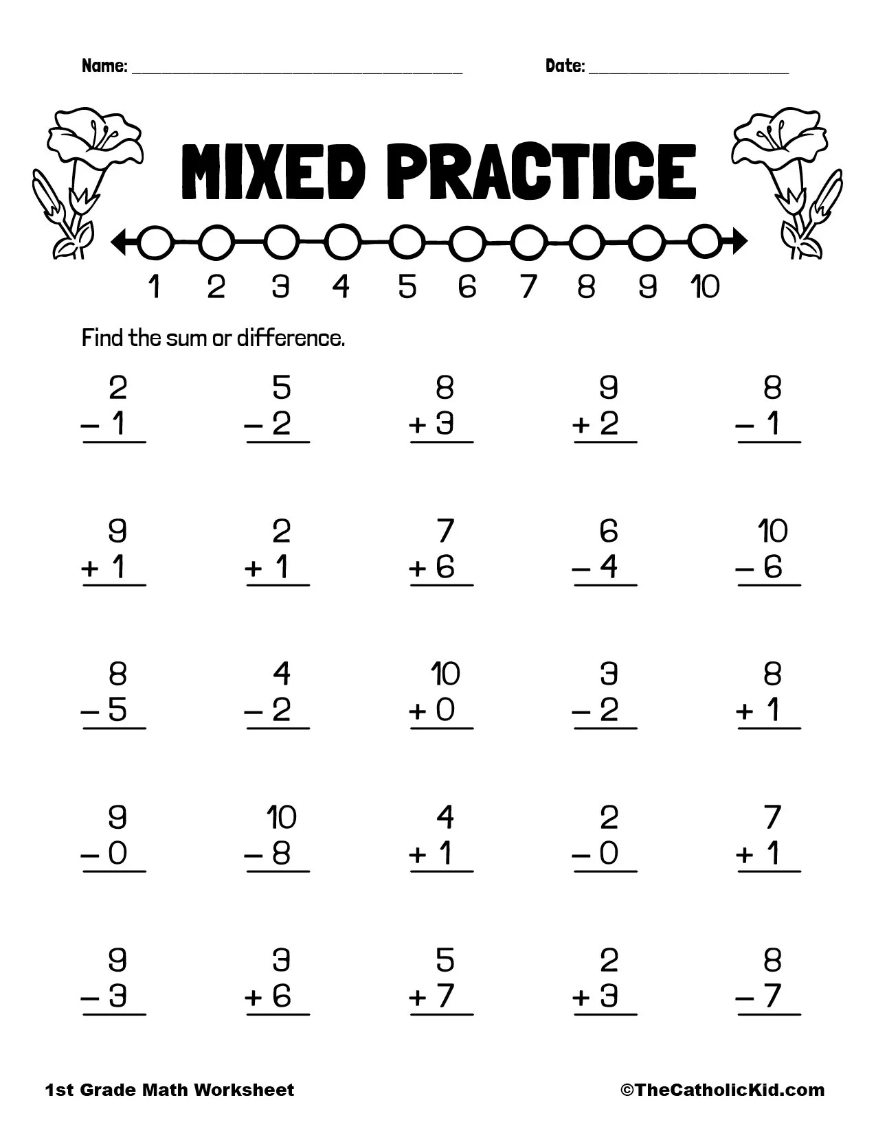 Addition amp Subtraction Mixed Practice TheCatholicKid