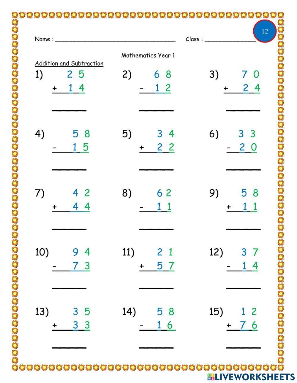 Basic Adding And Subtracting Worksheets