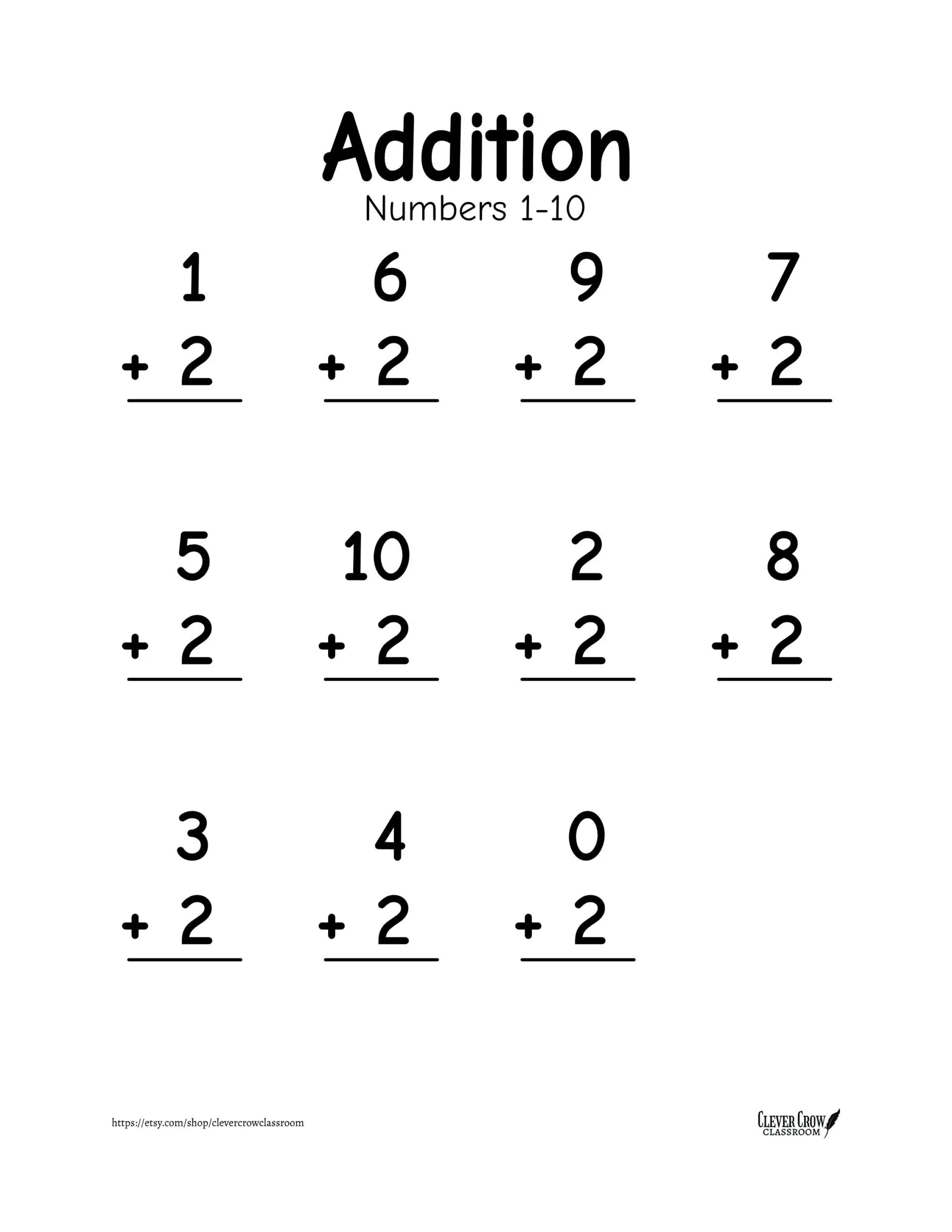 Addition Worksheets Numbers 1 10 20 Printable Worksheets 