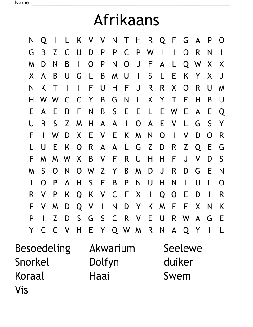 Afrikaans Word Search WordMint