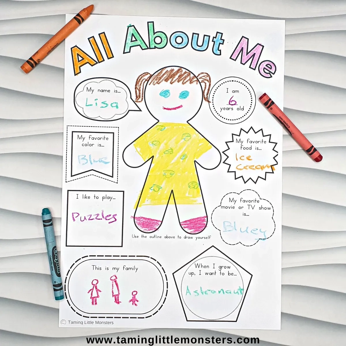 Printable All About Me Worksheet For Kids