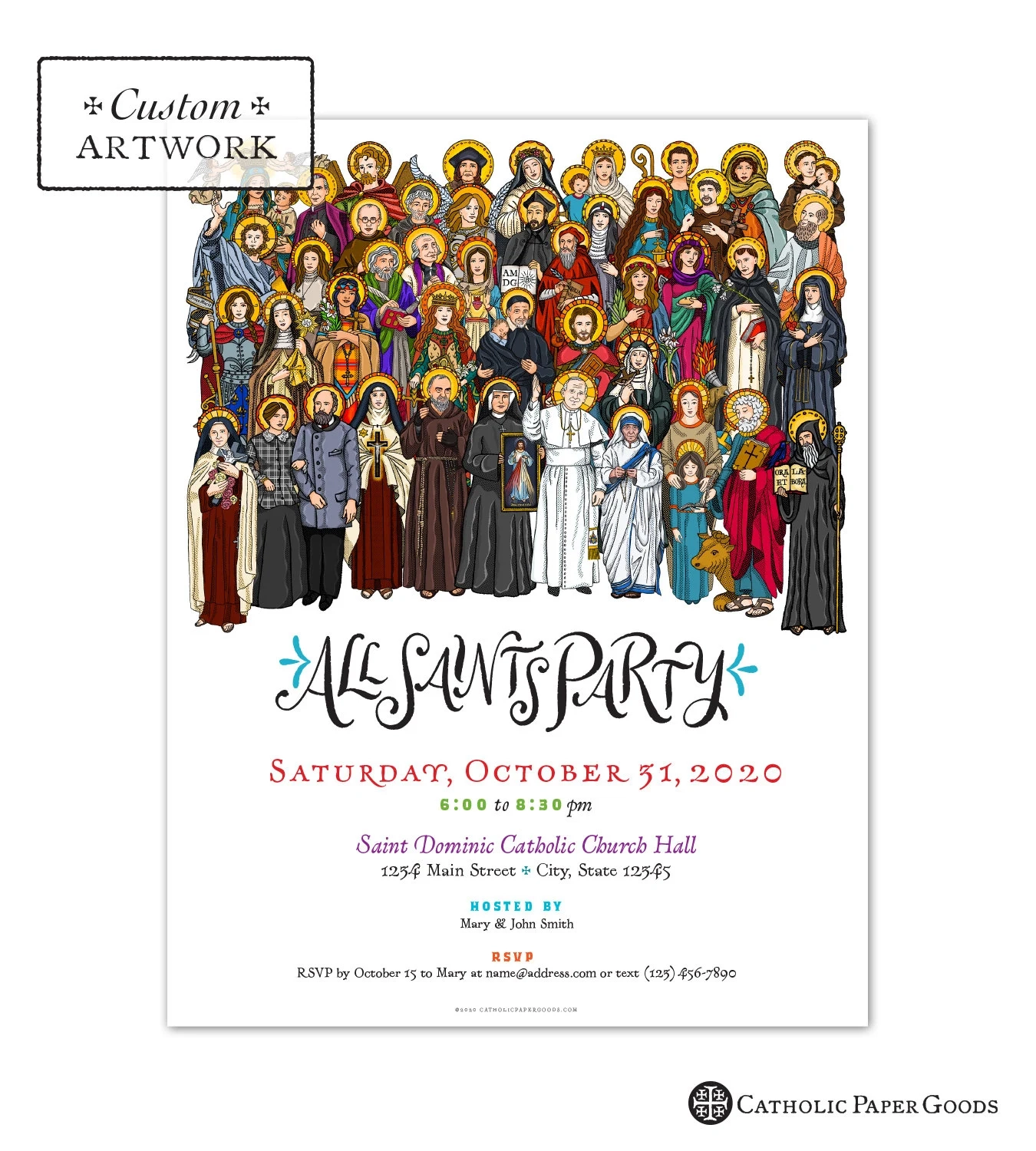 All Saints Day Party Invitation Flyer Customizable Template 