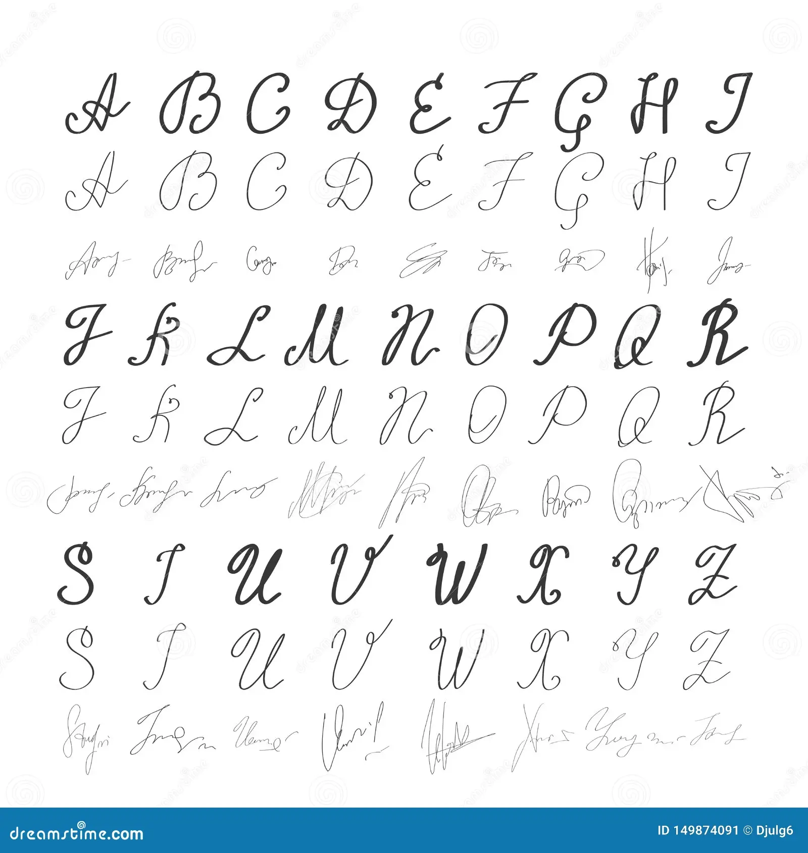 Alphabet In English Hand Drawn Typeface Letters Handwritten In 