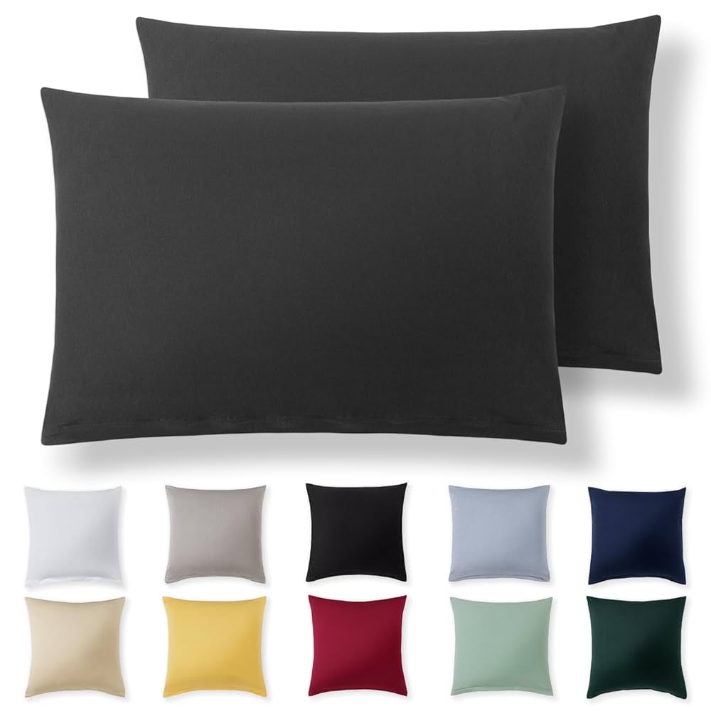 Alreya Cushion Cover 50 X 70 Cm Set Of 2 Anthracite 100 Jersey Cotton Cushion Cover For Cushions 50 X 70 Cm Jersey Pillowcases Super Soft 