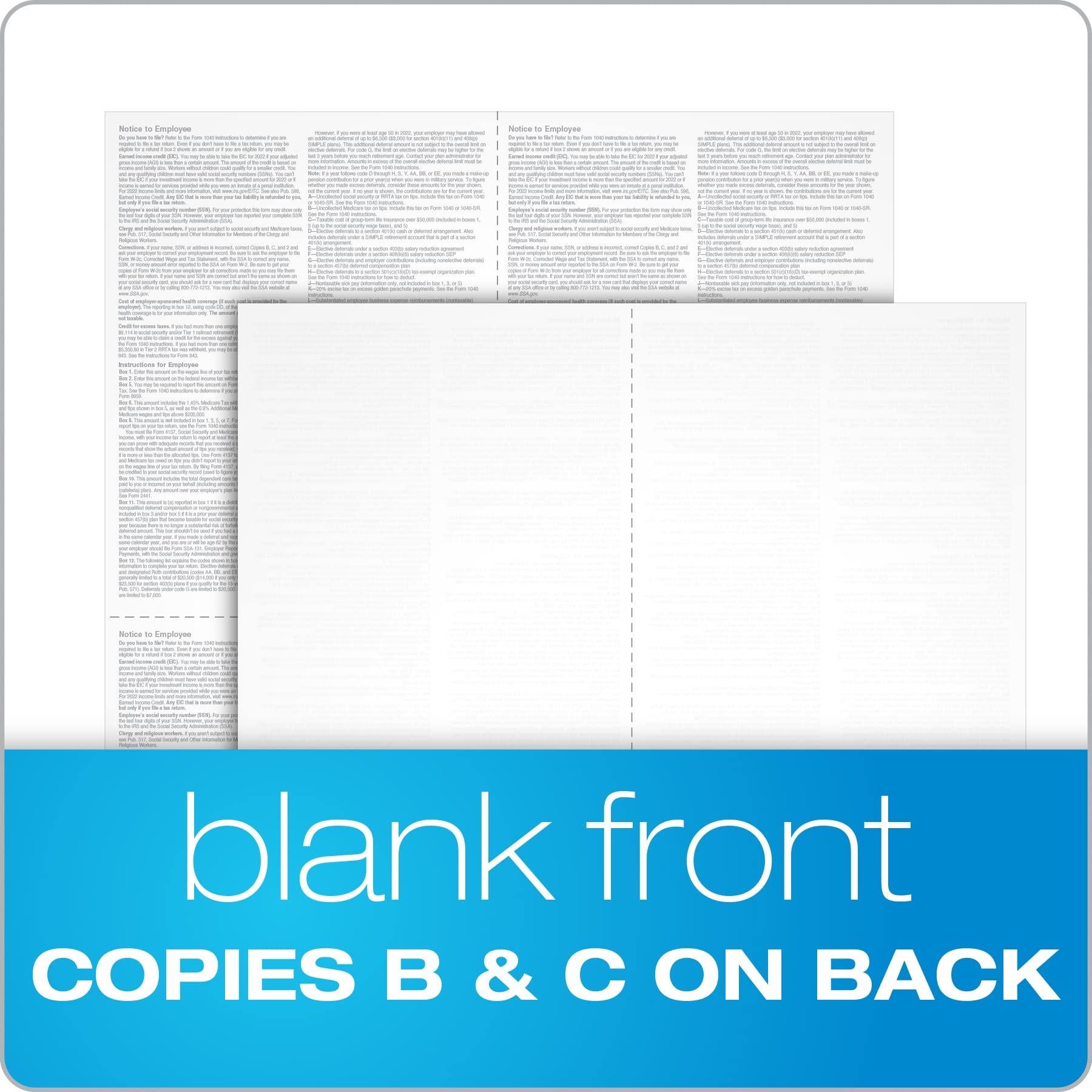 Amazon Adams W2 Forms Kit Blank 2023 4 Up Employee 