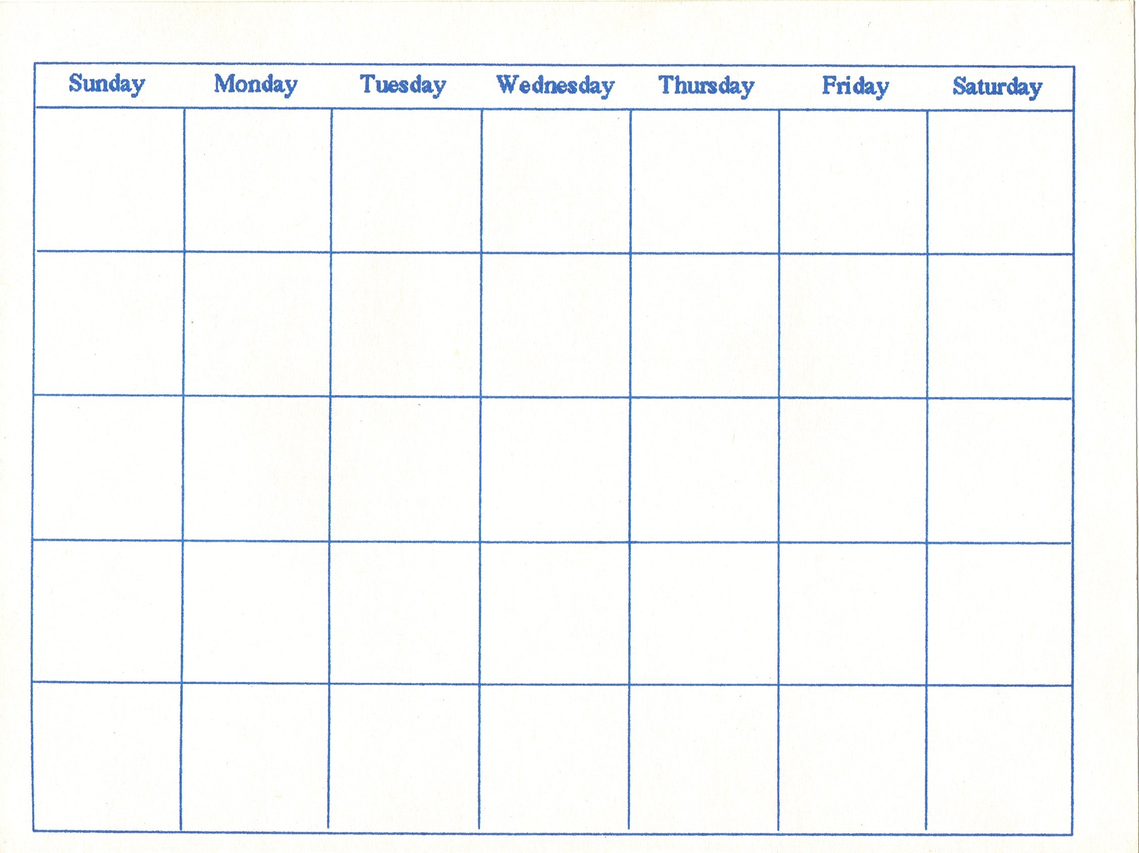 Large Blank Printable Month Calendar
