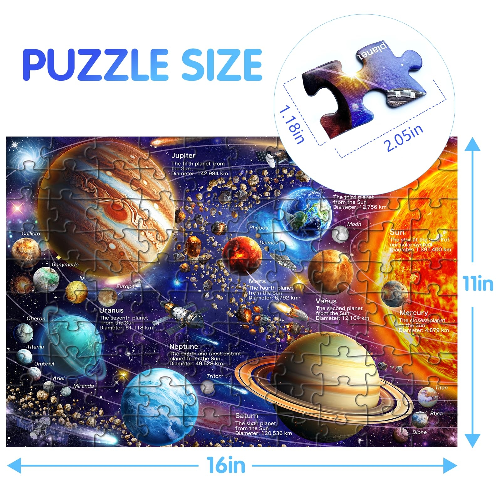 Amazon JOYZEXY 100 Piece Puzzles For Kids Ages 6 8 10 Solar 