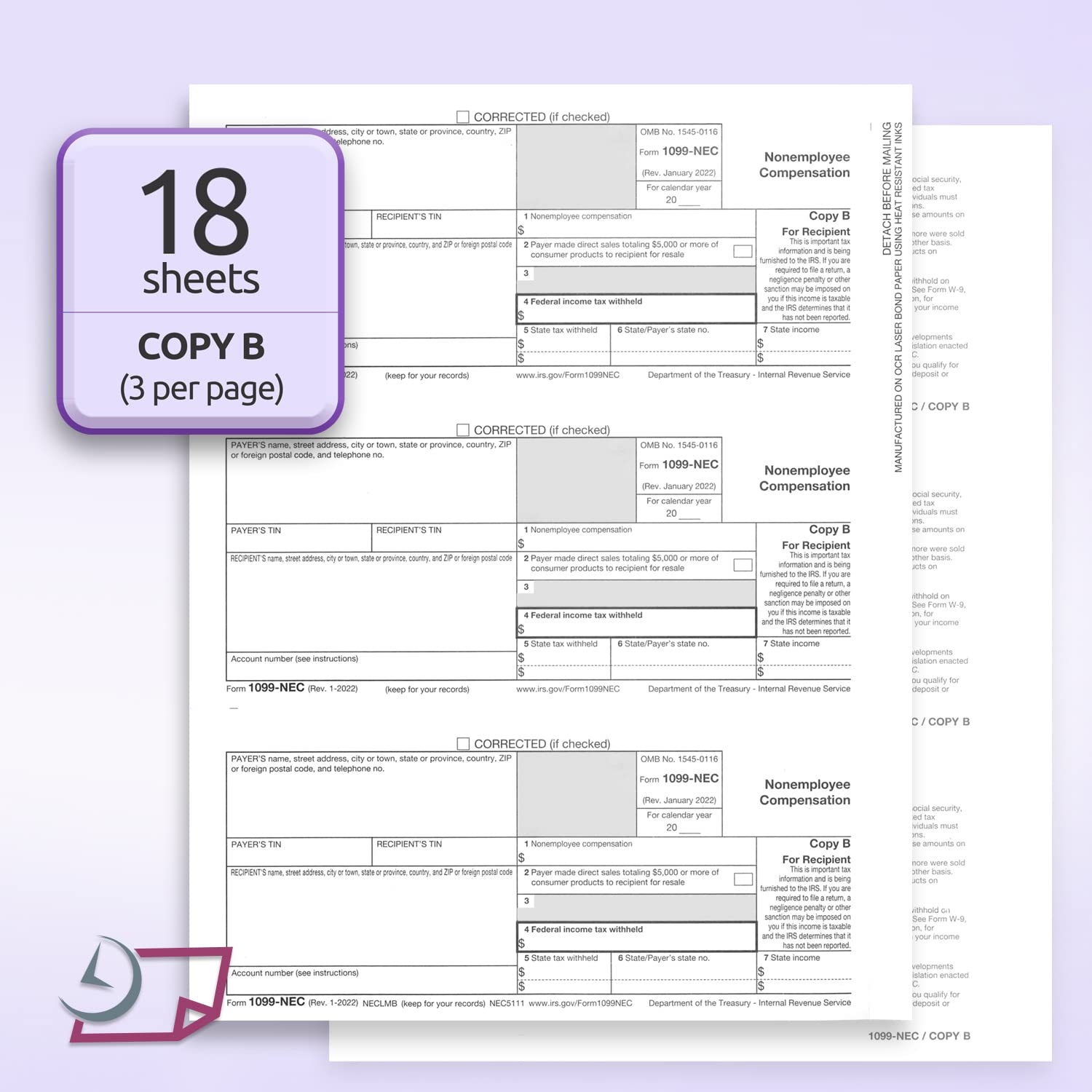 Amazon NextDayLabels 1099 NEC Forms For 2025 4 Part Tax 