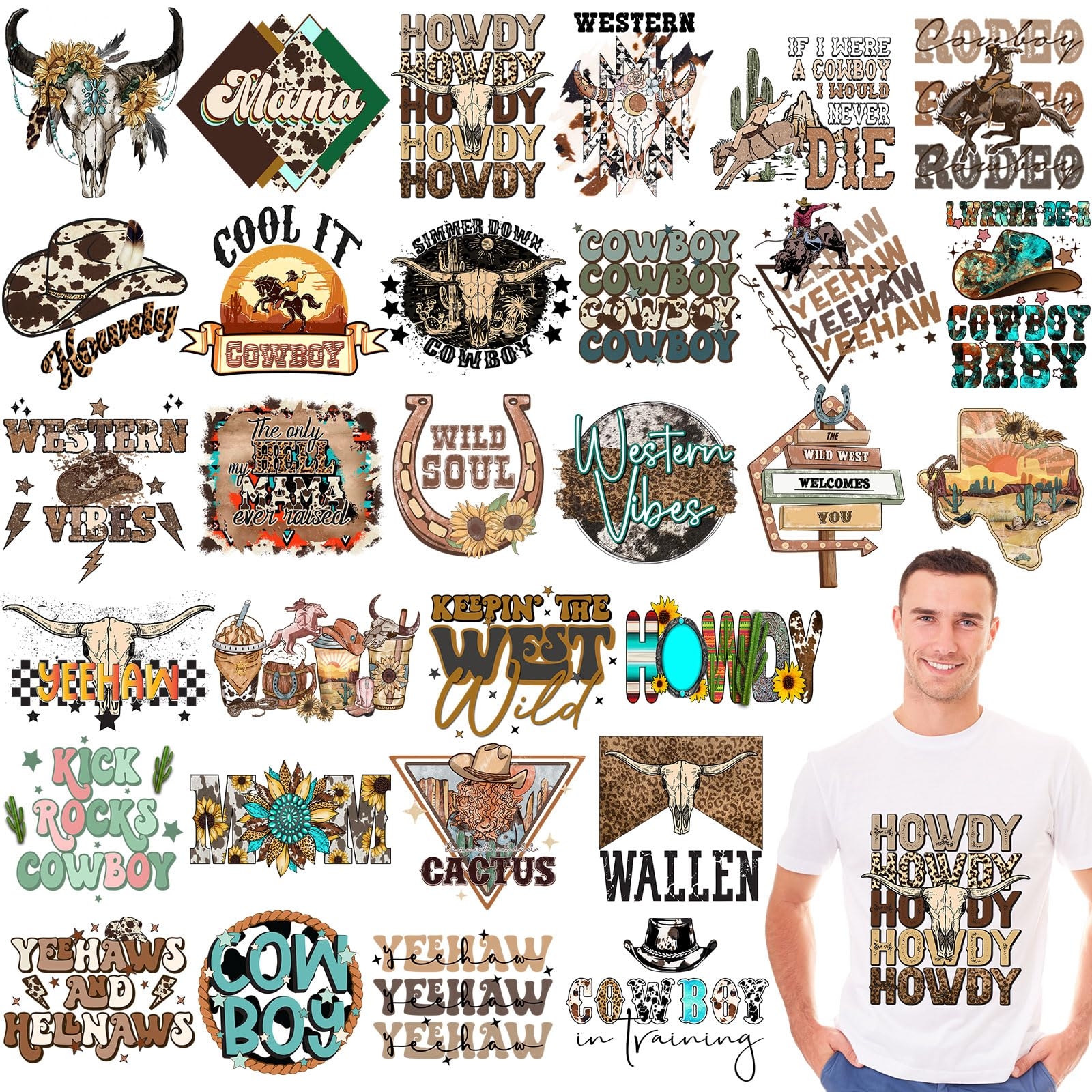Amazon Yuntau 30 Pcs Western Iron On Transfer Patches Iron On 