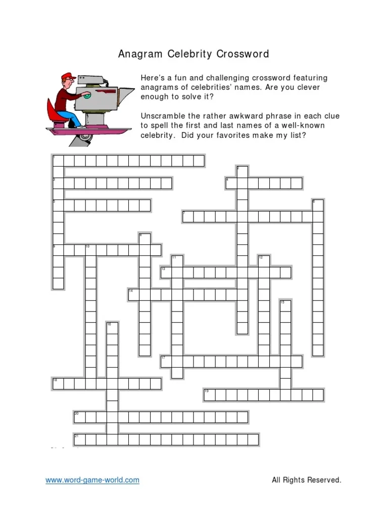Anagram Crossword Celebrity PDF Word Puzzles