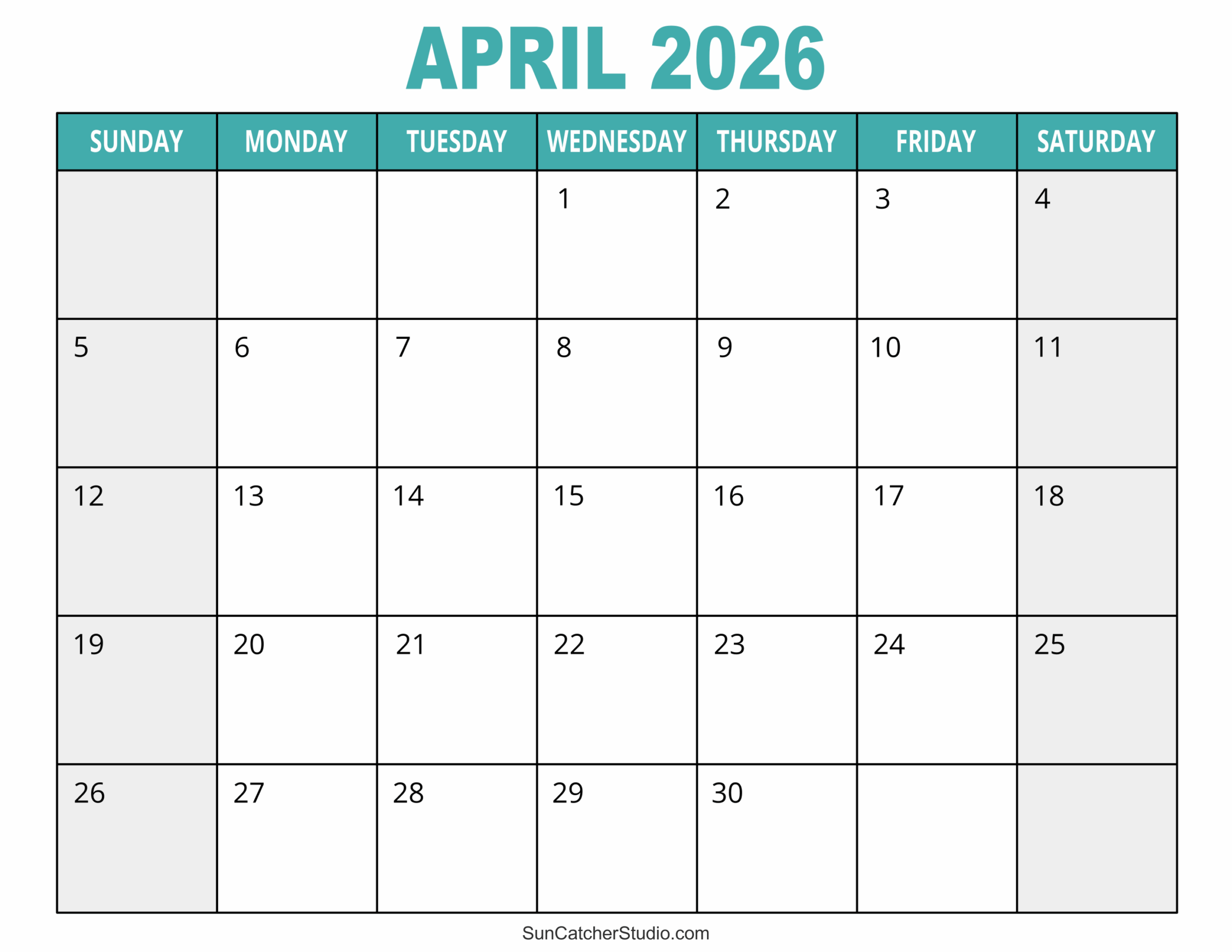 Free Printable Calendar Pages 2026