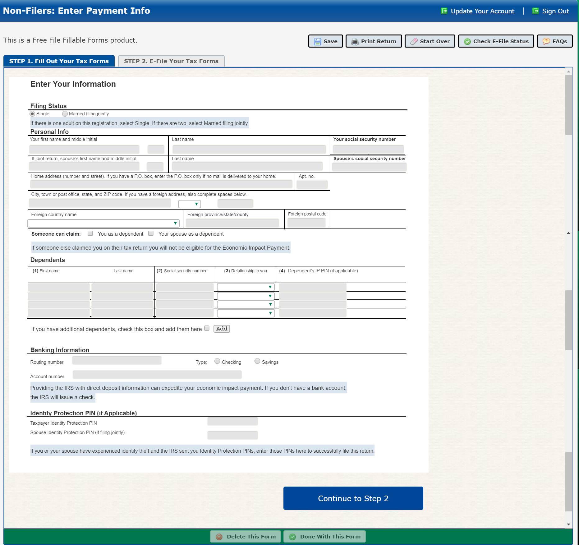 ARCHIVE How To Fill Out The IRS Non Filer Form Get It Back