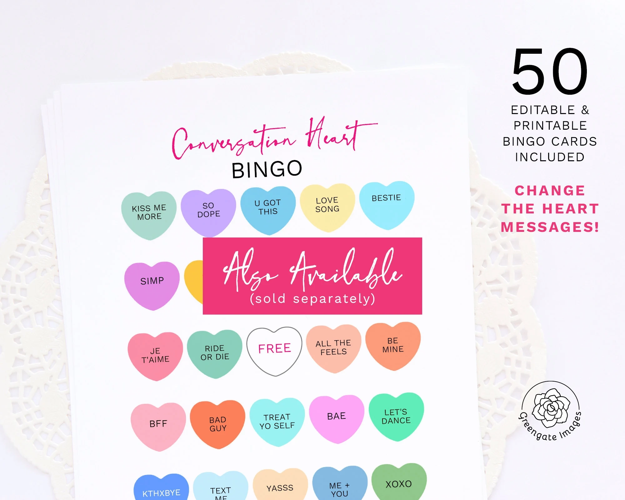 Ausf llbare Valentine Heart Bingo Vorlage 50 Karten Druckbare Pdf 