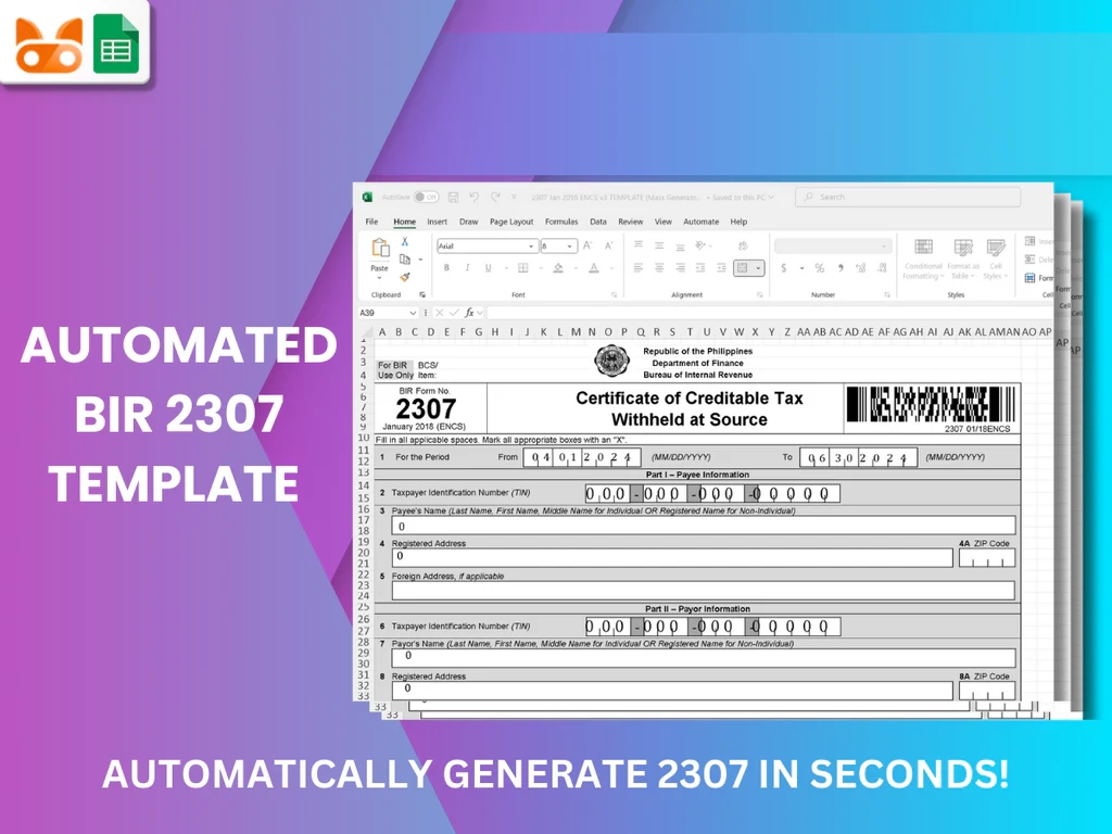 Automated BIR 2307 Template 2025 Aimporo Philippines