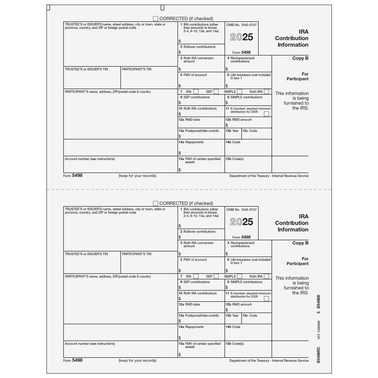 B5498RC05 Form 5498 IRA Contribution Information Copy B 