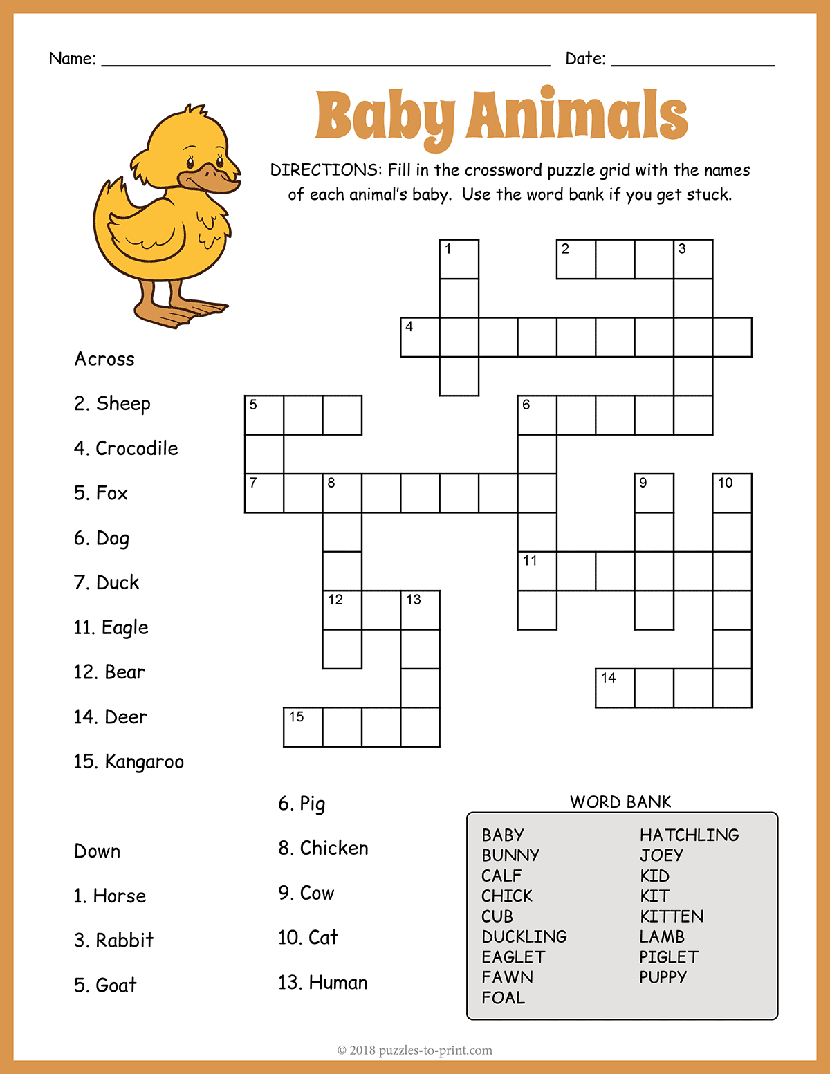 Printable Crossword Puzzles For Kids