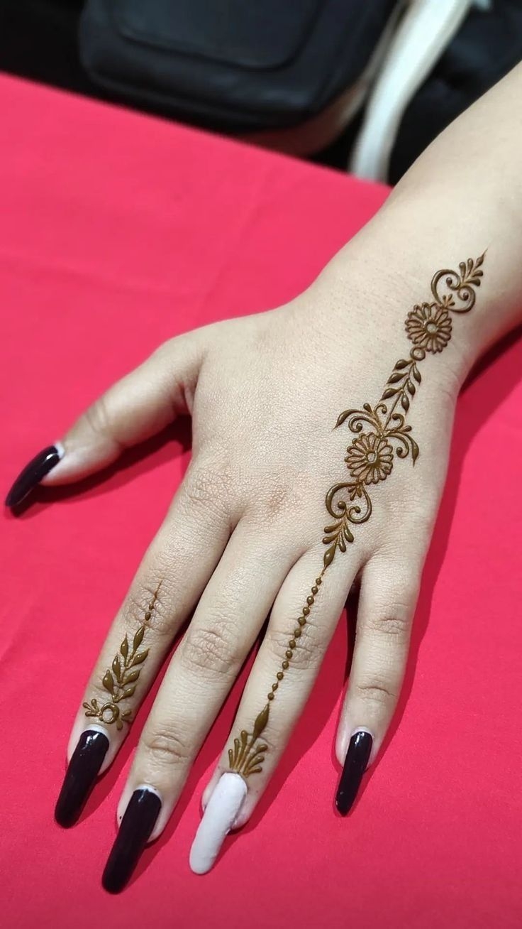 Back Hand Finger Henna Design 