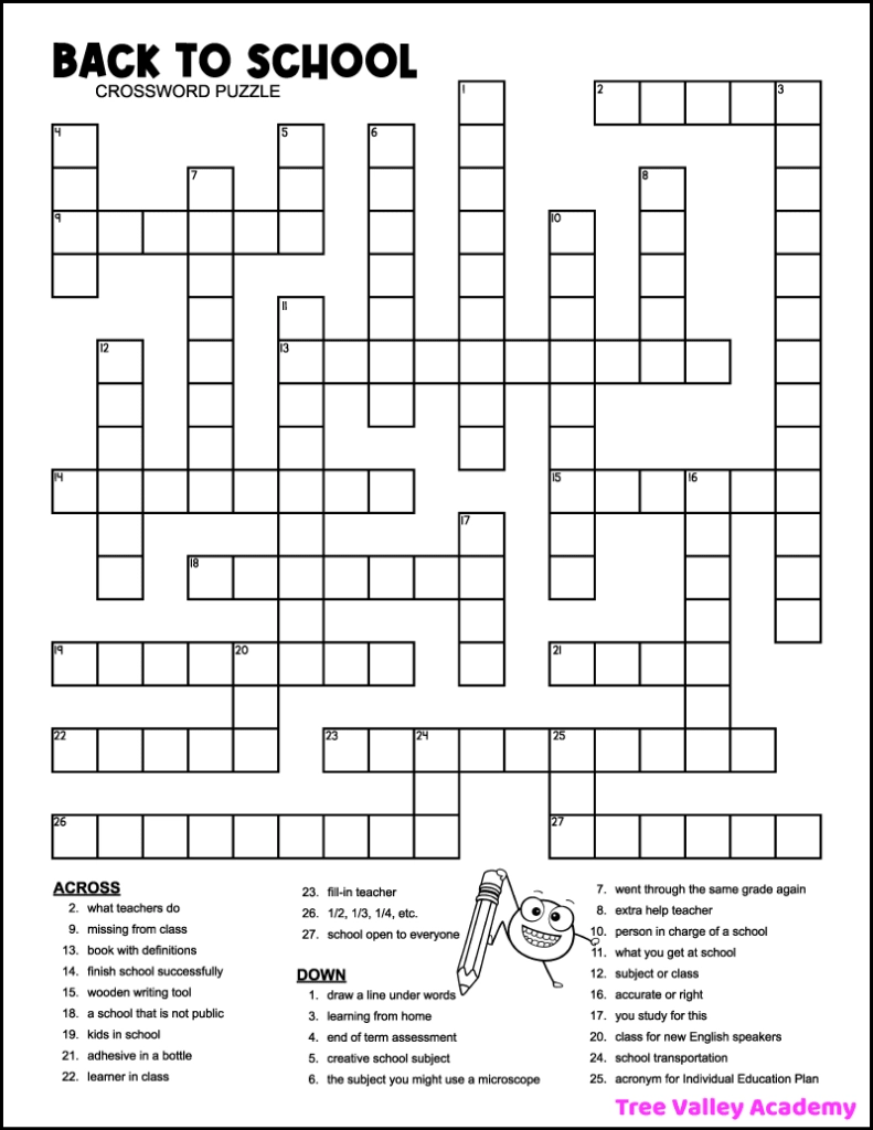 Crossword Puzzles For 4th Graders