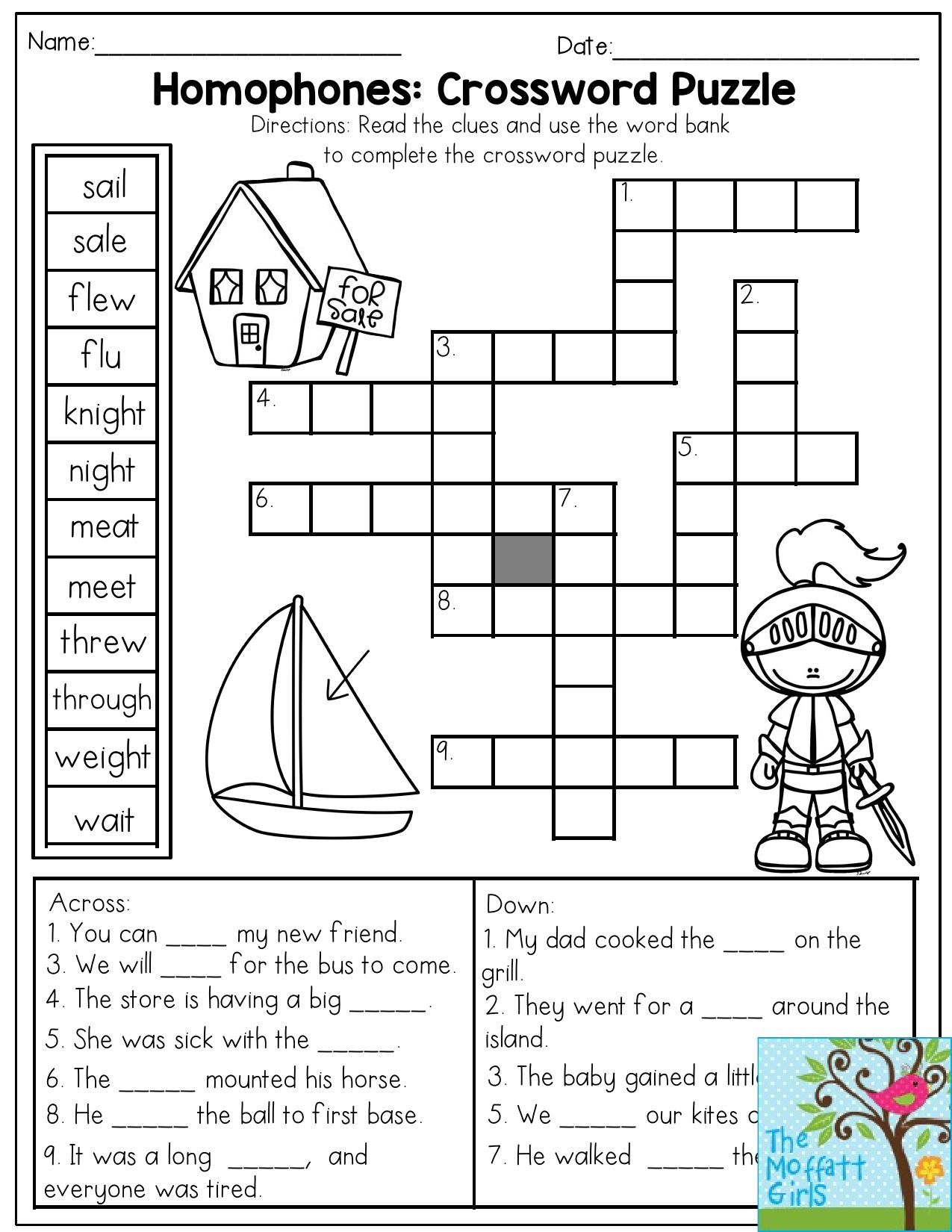 Crossword Puzzles 3rd Grade