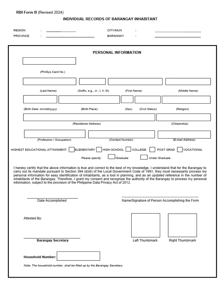 barangay inhabitant record form pdf government and personhood