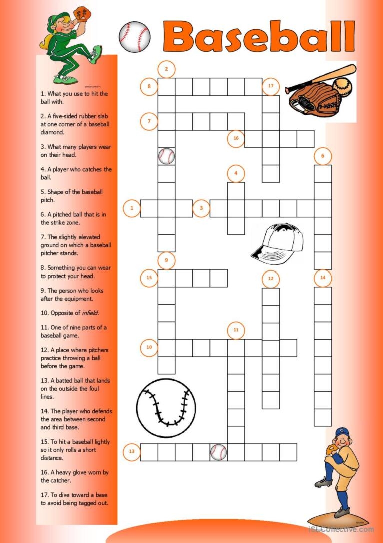 Baseball Crossword Crossword English ESL Worksheets Pdf amp Doc
