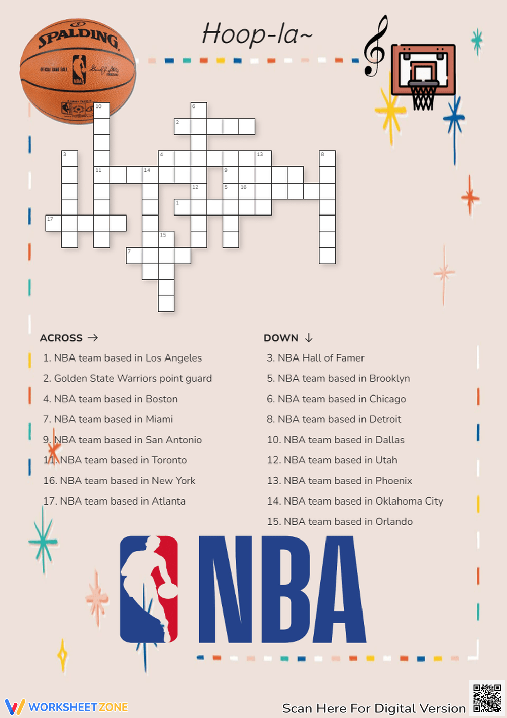 Basketball Crossword Puzzle Worksheets amp Printable