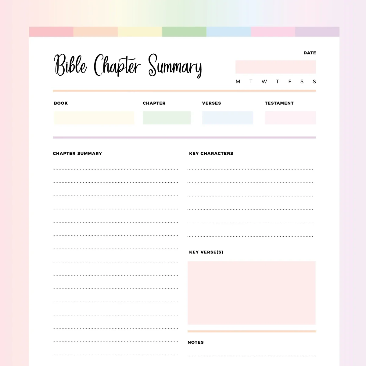 Bible Study Notes Template PDF A4 amp US Letter Sizes Instant 