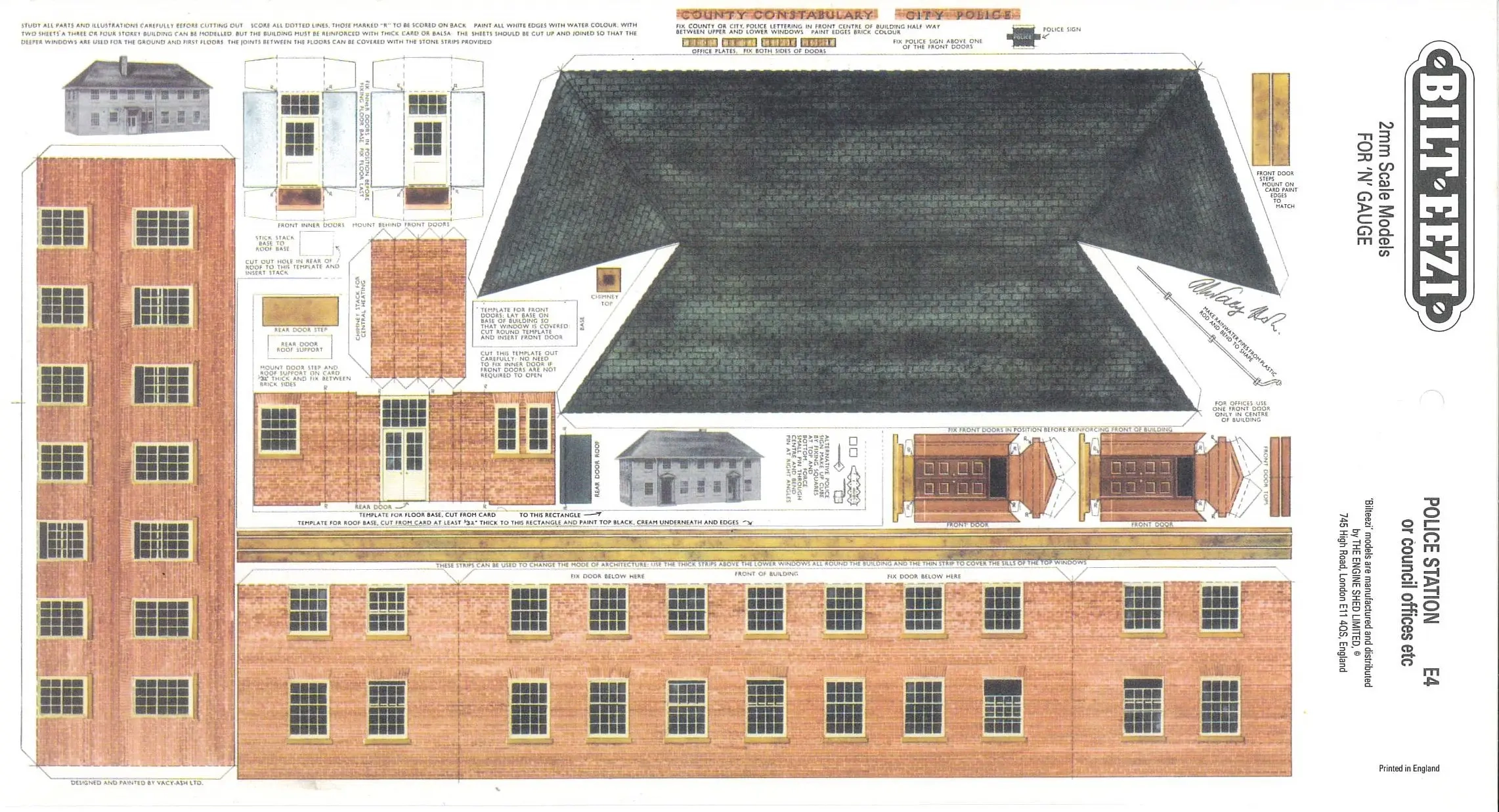 BILTEEZI 2mm N Police Station Or Offices Building Kit Sheet No E4