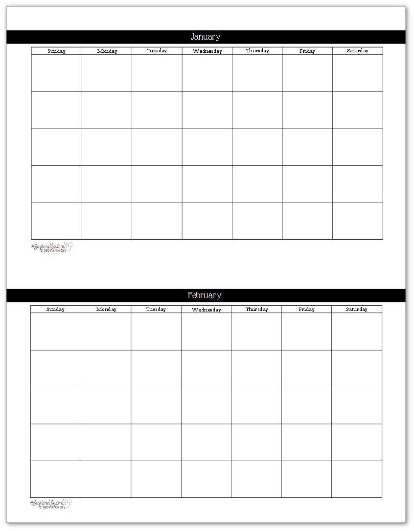 Black And White Undated Monthly Calendars Are Great Additions To 