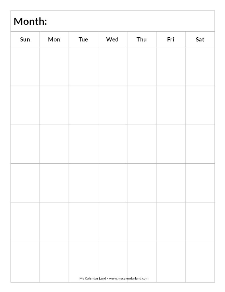 Printable Blank Calendar -Pinterest