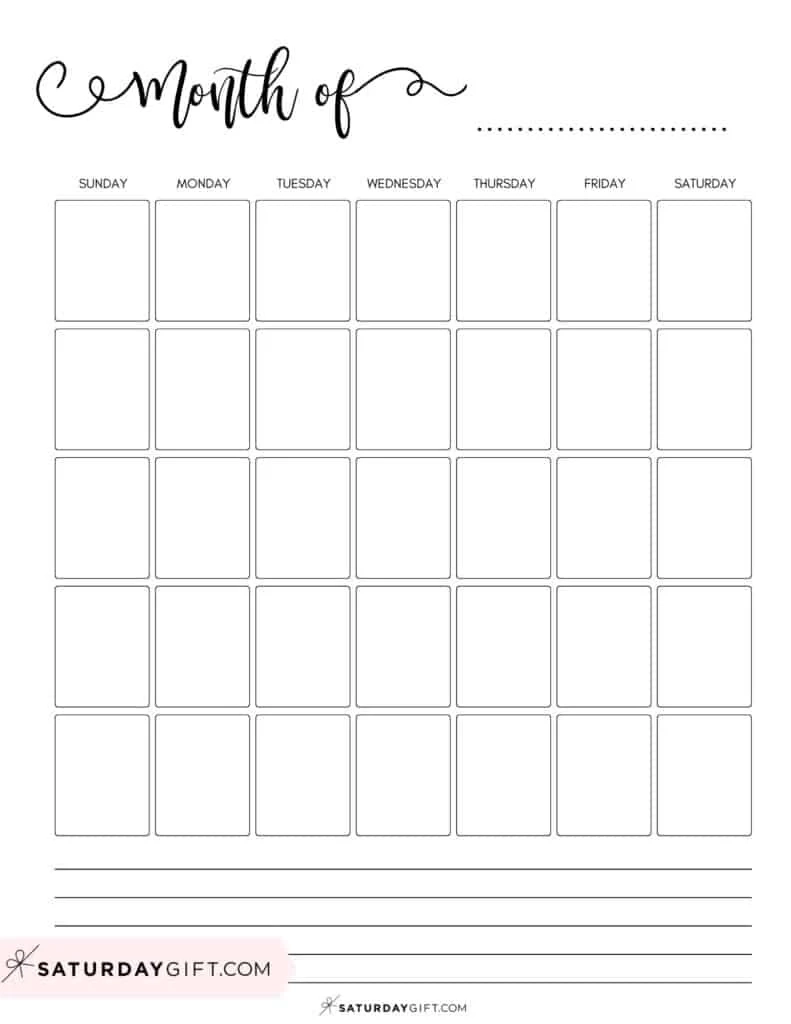 Printable Monthly Calendar Templates