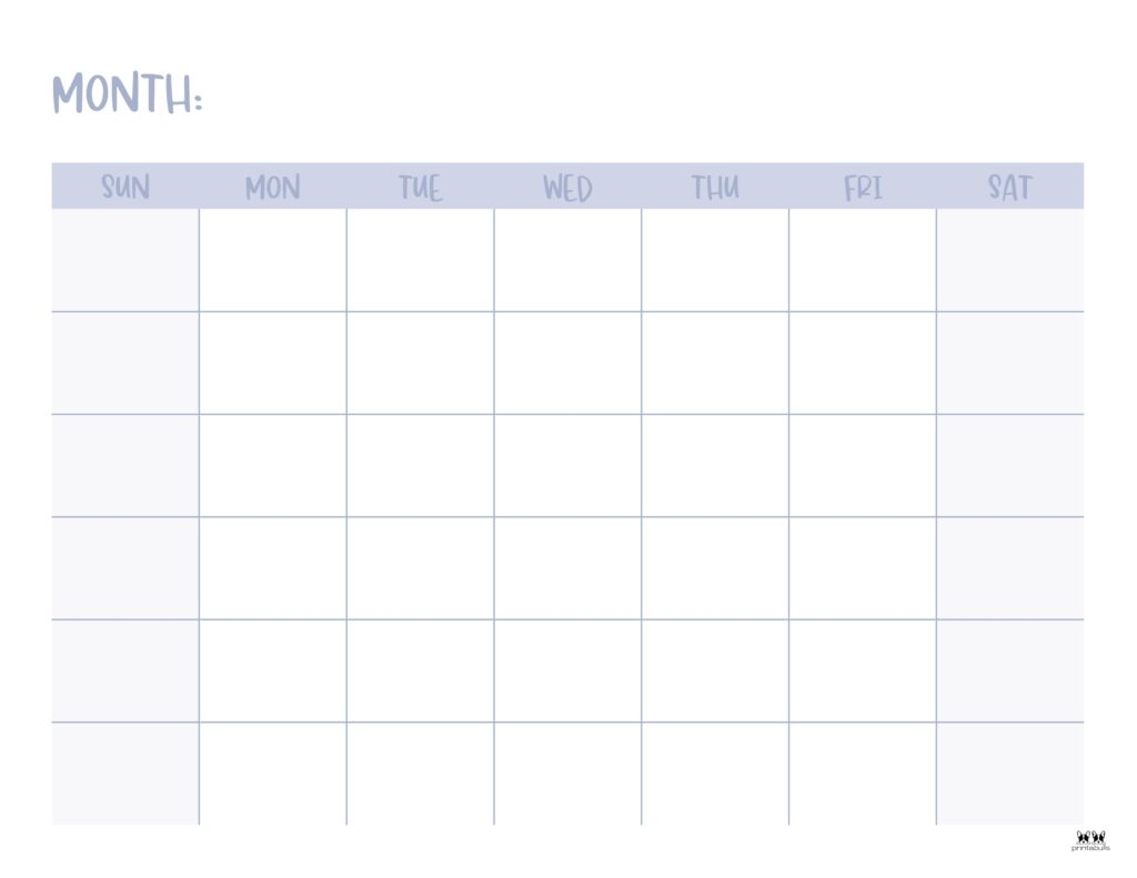 Monthly Printable Blank Calendar