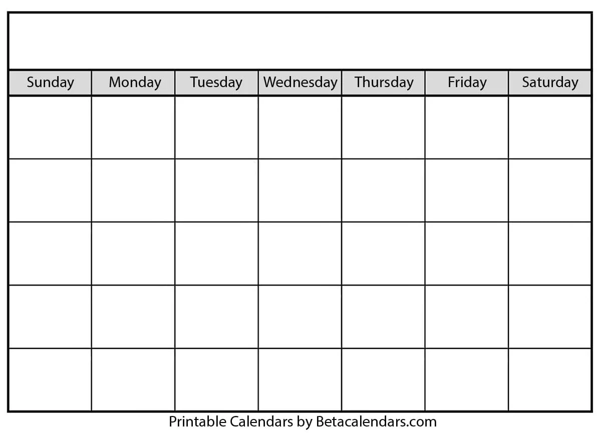 Blank Calendars 2026 Free Printable