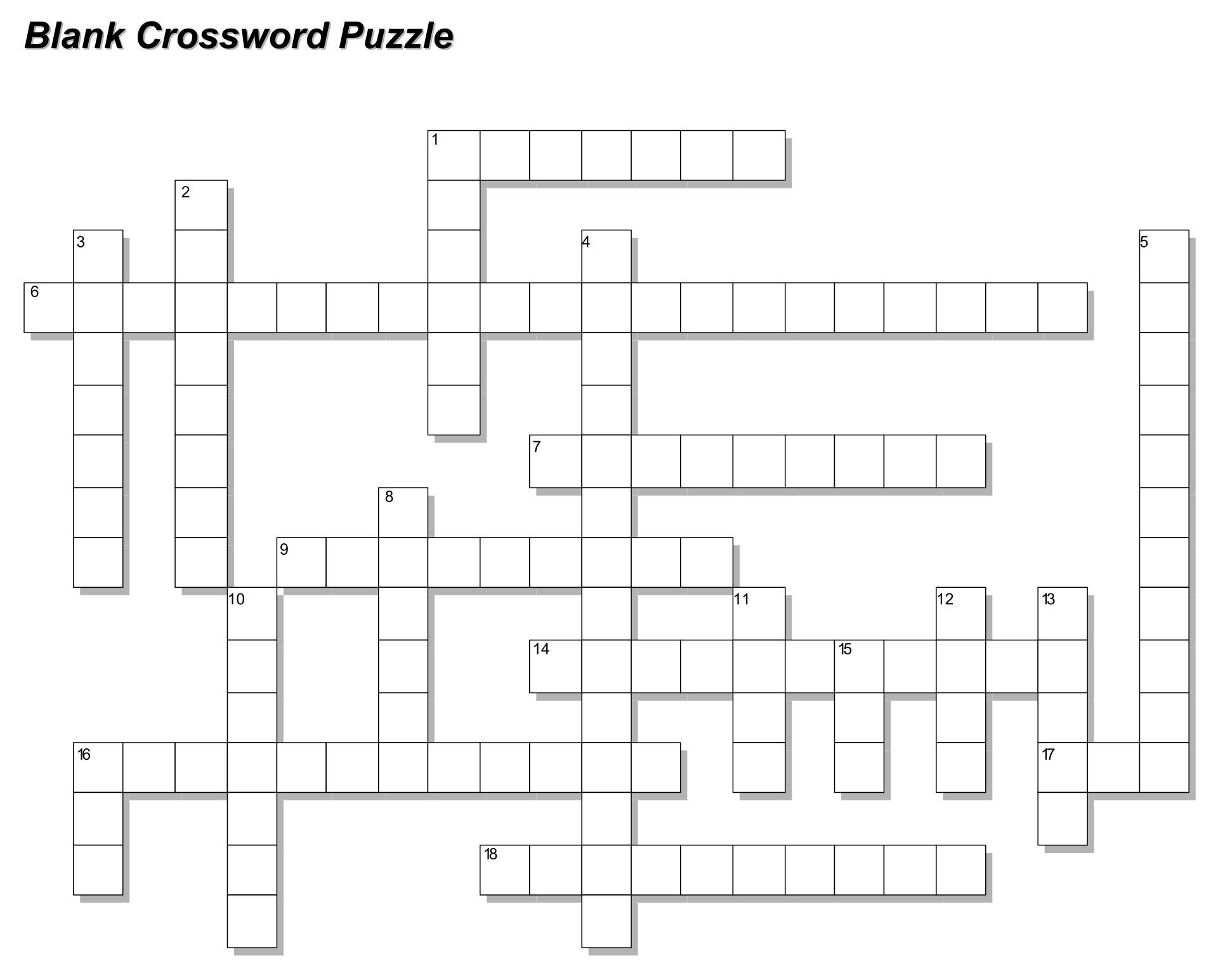 Blank Crossword Puzzles Printable