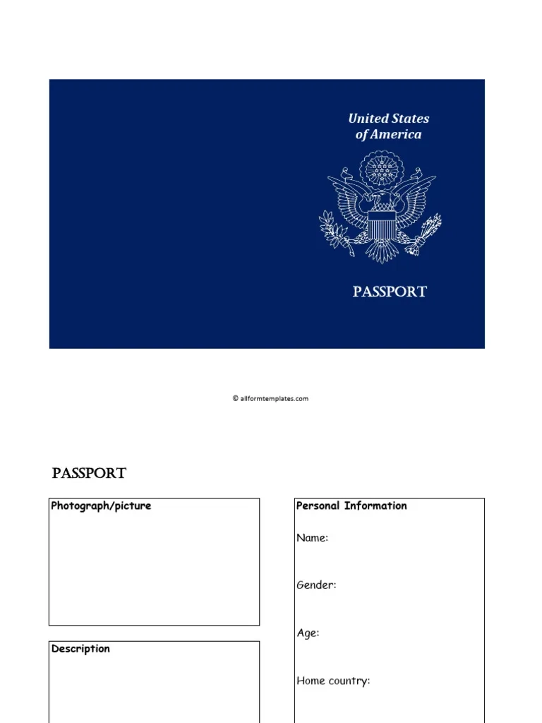 Downloadable Printable Passport Template