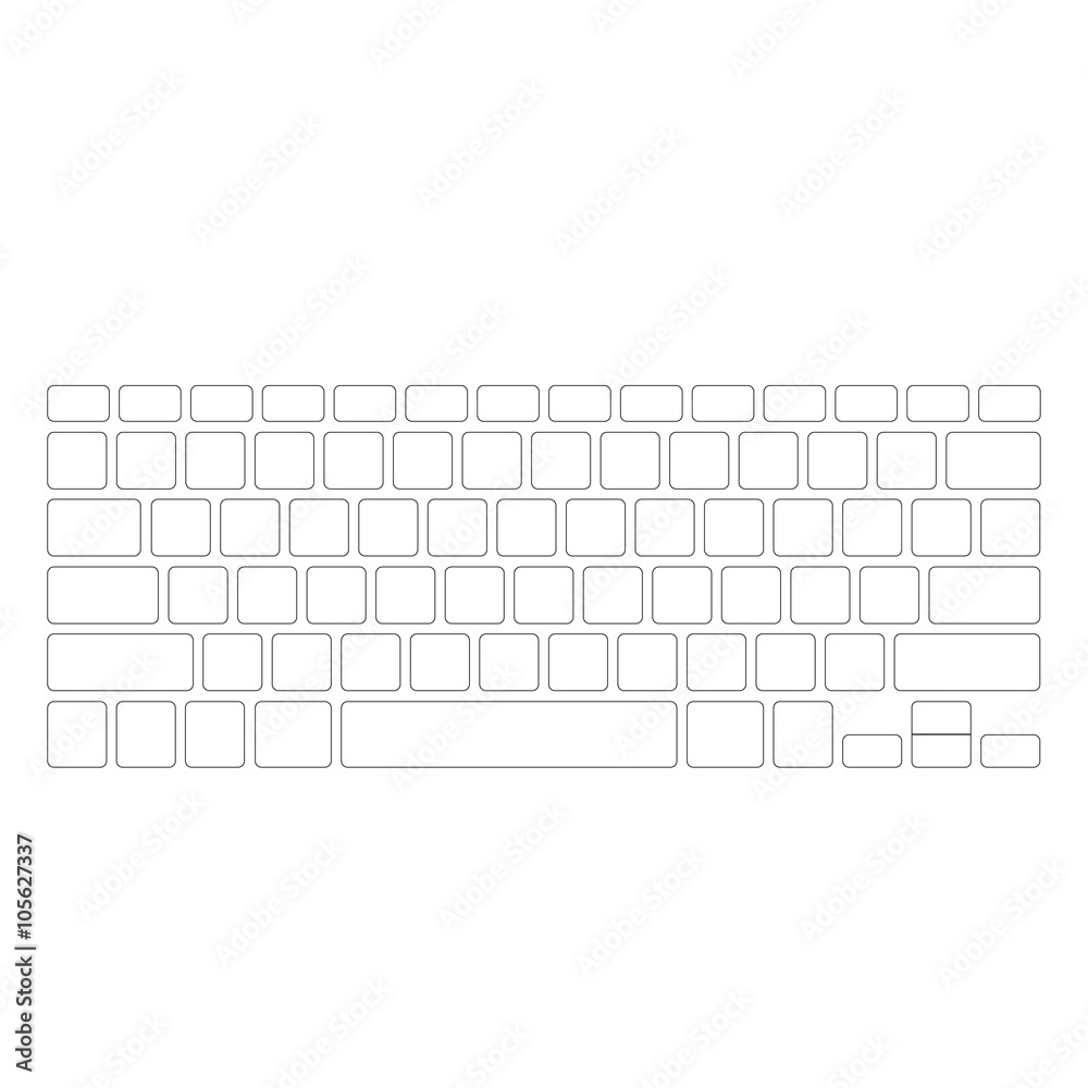 Blank White Computer Keyboard Button Layout Template Vector 