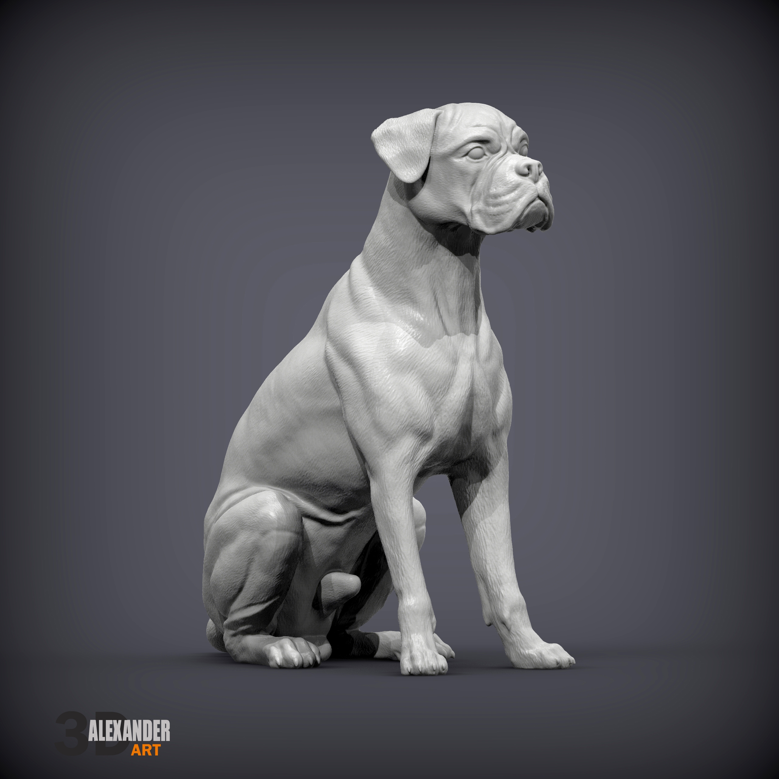  Boxer Dog Sitting 3D Print Model STL File For 3D Printing Cults