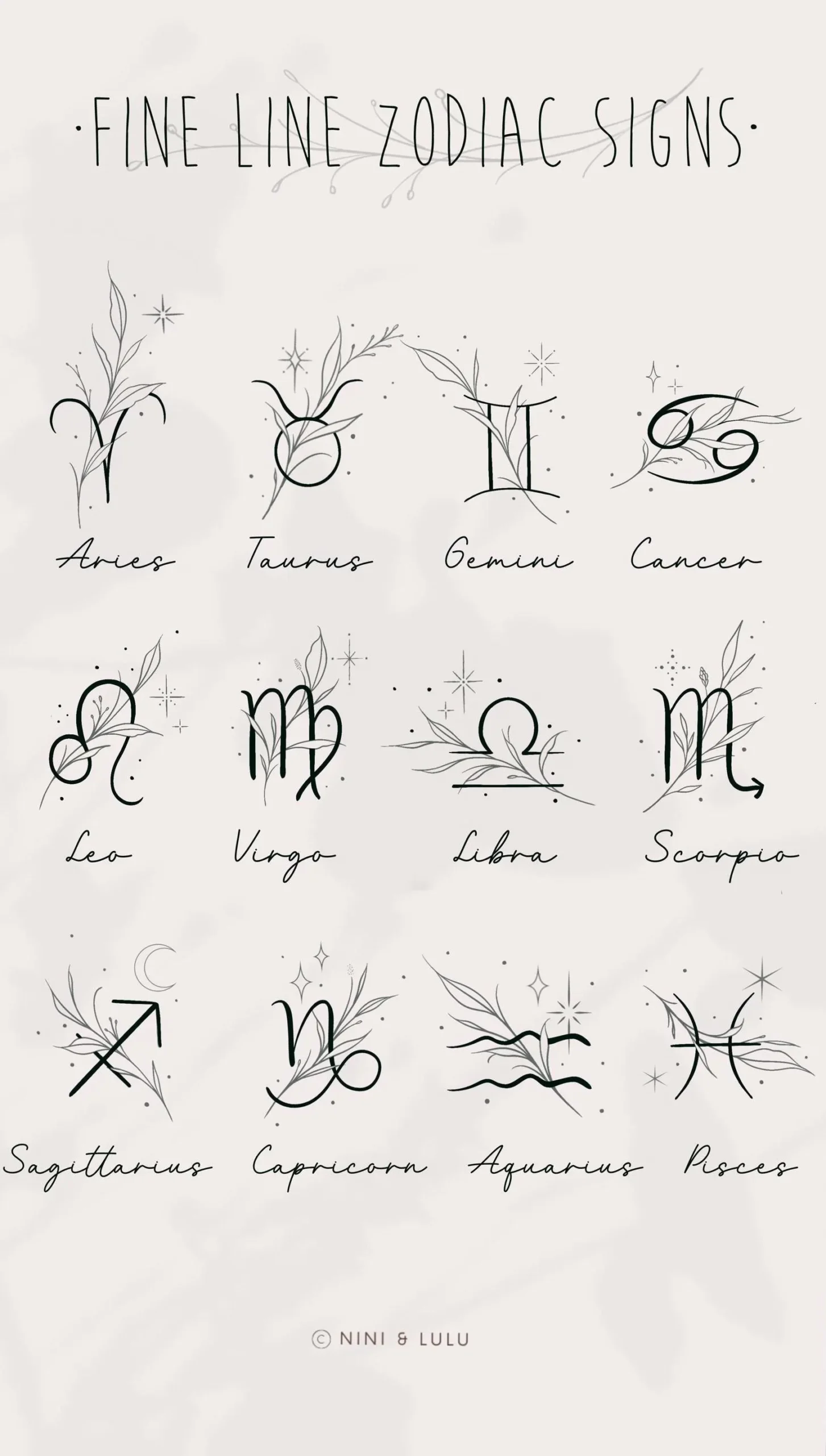 Buy Custom Zodiac Sign Tattoo Design Hand drawn Starsign digital 