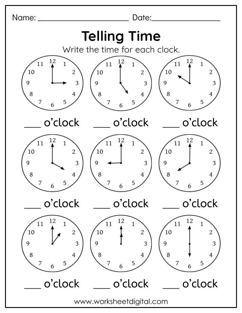 Buy Telling Time Worksheet Digital amp Analog Clock Practice PDF 