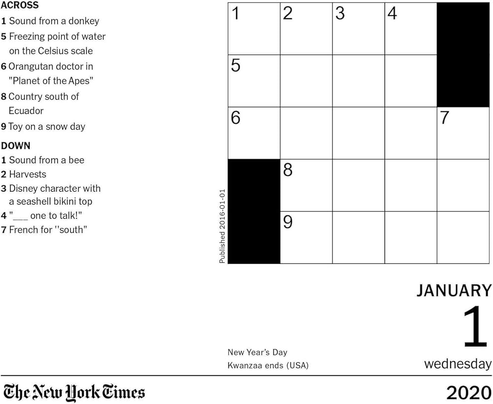 New York Mini Crossword Puzzles Printable