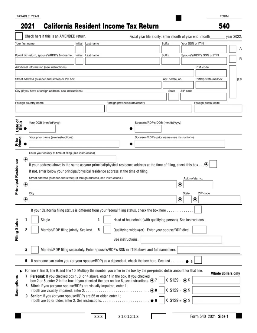 Ca 540 Form Fill Out Printable PDF Forms Online