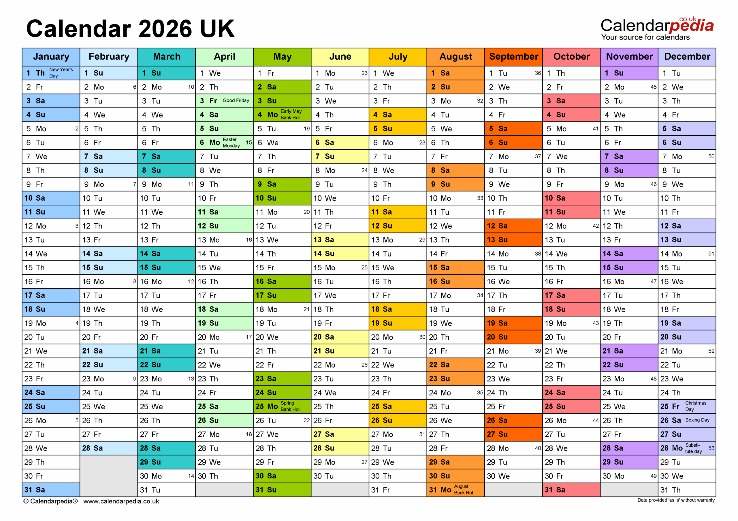 Calendar 2026 UK Free Printable Microsoft Word Templates