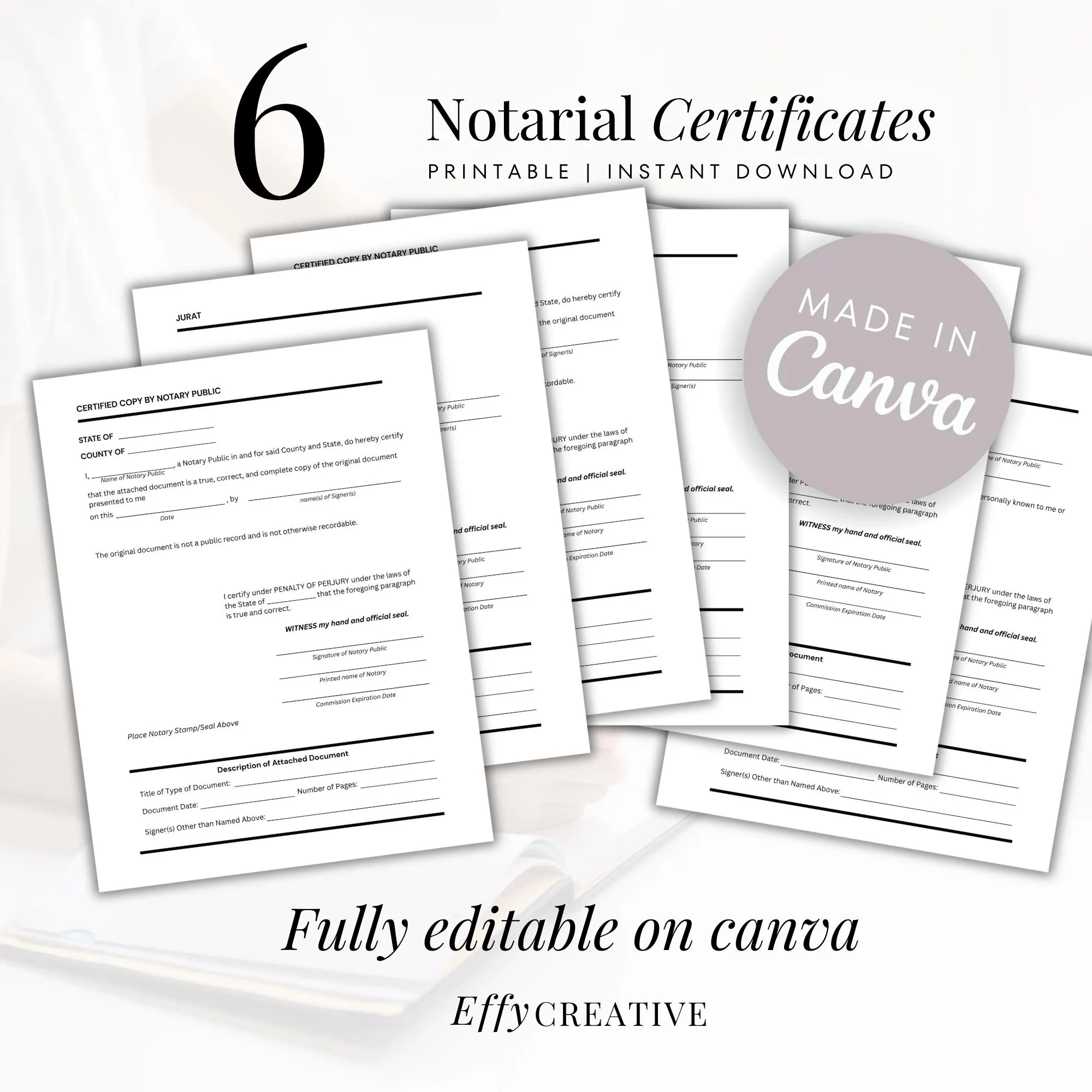 California Jurat Form Etsy Canada
