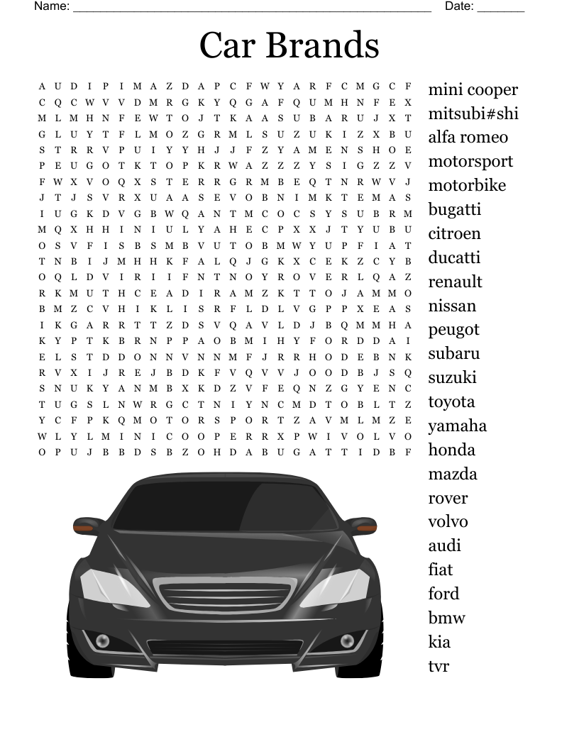 Free Printable Vehicle Crossword Puzzles