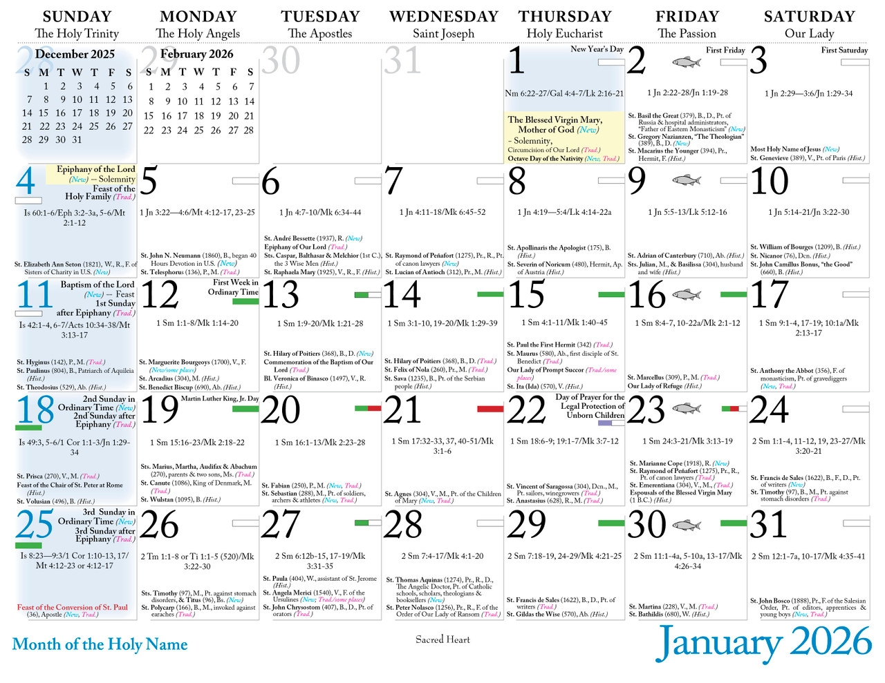 Free Printable Liturgical Calendar 2026